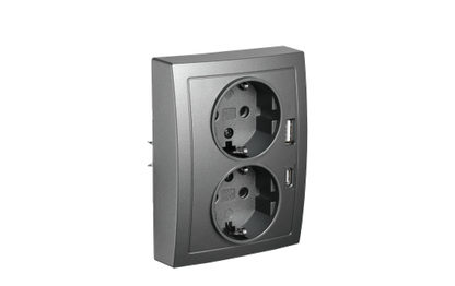 Schutzkontakt-Steckdose McPower ''Flair'' 2-fach, 250V~/16A, USB-A+C, PD20W
