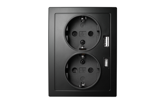 Schutzkontakt-Steckdose McPower ''Flair'' 2-fach, 250V~/16A, USB-A+C, PD20W