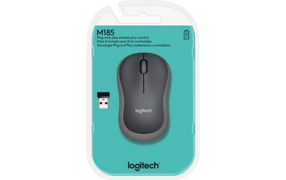 Maus Logitech ''M185'', 1000dpi, grau-schwarz, kabellos