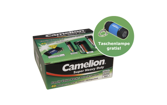 CAMELION Super Heavy Duty Set 40-tlg, 24xAA Mignon, 12xAAA Micro, 4xC Baby