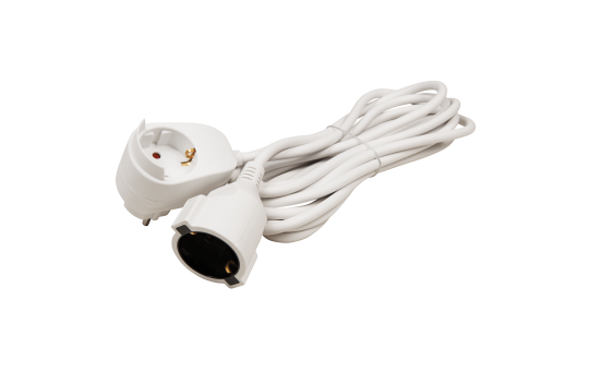 Netz- Verlägerungskabel 5m mit Steckdosenadapter, Schutzk. Stecker > Kupplung