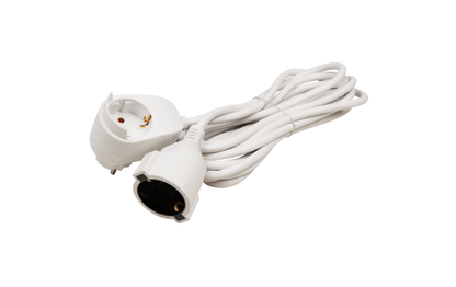 Netz- Verlägerungskabel 5m mit Steckdosenadapter, Schutzk. Stecker > Kupplung
