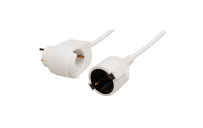 Netz- Verlägerungskabel 5m mit Steckdosenadapter, Schutzk. Stecker > Kupplung