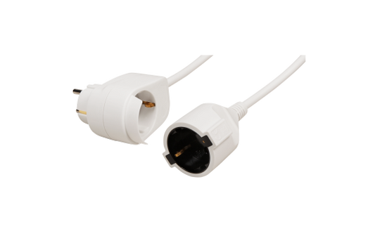 Netz- Verlägerungskabel 5m mit Steckdosenadapter, Schutzk. Stecker > Kupplung