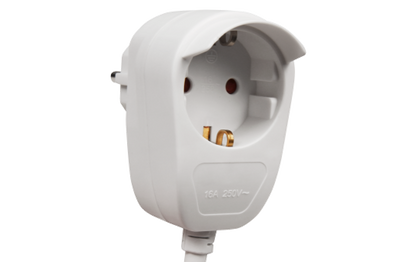 Netz- Verlägerungskabel 5m mit Steckdosenadapter, Schutzk. Stecker > Kupplung