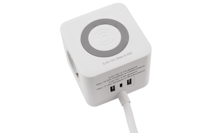 Tischsteckdose McPower ''BW-03'' 3x Steckdose, 2xUSB-A, 1xUSB-C, QI aufladen