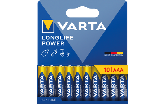 Micro-Batterie VARTA ''Longlife Power'', Alkaline, 1,5V, Typ AAA/LR03,10er-Blister