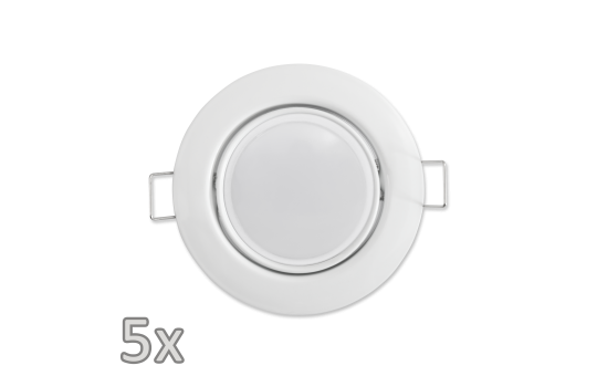 Einbauleuchten-Set McShine, 5xRahmen, 5xLED-Modul, 3W, 265lm, 230V, weiß