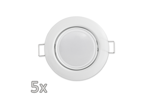 Einbauleuchten-Set McShine, 5xRahmen, 5xLED-Modul, 3W, 265lm, 230V, weiß