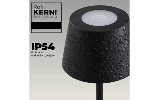 LED-Tischleuchte ROLF KERN „Club Nano“ 21cm, schwarz, Akku, dimmbar