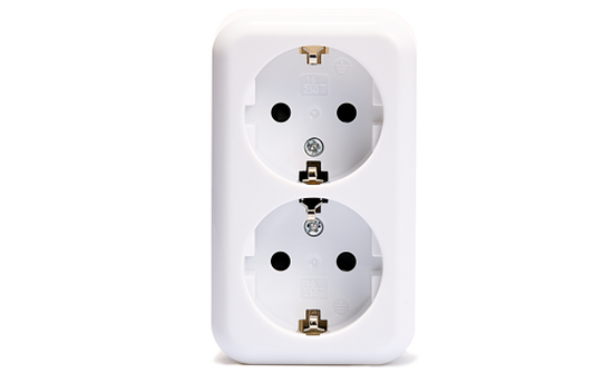 Schutzkontakt-Steckdose 2-fach McPower ''Finery'', 250V/16A,AP,Einsteckschutz,weiß