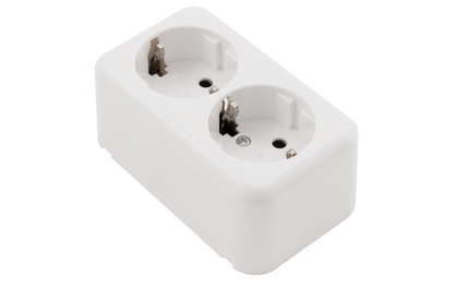 Schutzkontakt-Steckdose 2-fach McPower ''Finery'', 250V/16A,AP,Einsteckschutz,weiß