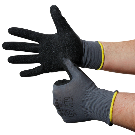 Montage-Feinstrickhandschuhe, Größe 8/M, grau, 13G-Trägermaterial, Latex