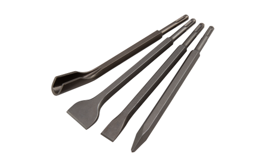Meißel-Set McPower, 4-teilig Spitz-, Flach-, Breit und Hohlmeißel, SDS-Aufnahme