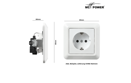 Schutzkontakt-Steckdose McPower ''Cup'', 250V~/16A, UP, Steckanschluss, weiß