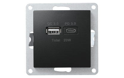 USB-Ladedose McPower ''Flair'' 2-fach, USB-C, PD 3.0 20W, matt schwarz