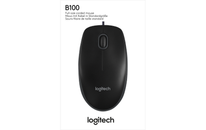 Maus Logitech ''B100'', USB, 800dpi, schwarz, kabelgebunden