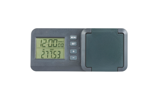 Energiekostenmessgerät mit LCD-Display, IP 44, schwarz-grün