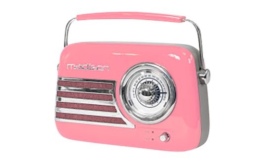 Tragbares Nostalgie Radio ''FREESOUND-VR40P'' mit Bluetooth, USB & FM 30W, pink