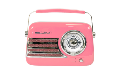 Tragbares Nostalgie Radio ''FREESOUND-VR40P'' mit Bluetooth, USB & FM 30W, pink