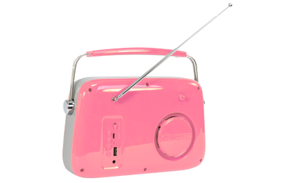 Tragbares Nostalgie Radio ''FREESOUND-VR40P'' mit Bluetooth, USB & FM 30W, pink