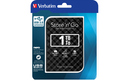 Externe Festplatte ''Store 'n' Go'' Verbatim, 1 TB Speicher, USB 3.0, inkl. Kabel