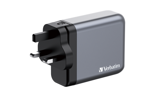 Ladeadapter Verbatim, Universal,GNC-140, GaN, 140W,grau,1x USB-A QC, 3x USB-C PD