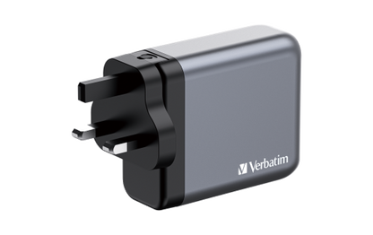 Ladeadapter Verbatim, Universal,GNC-140, GaN, 140W,grau,1x USB-A QC, 3x USB-C PD