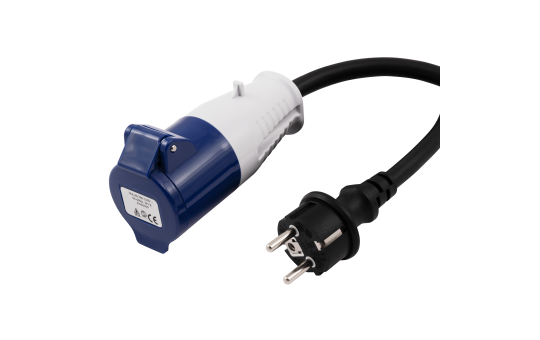 CEE-Kupplung auf Schutzkontakt-Stecker McPower, 1,5m H07RNG 3G2,5, 230V, IP44