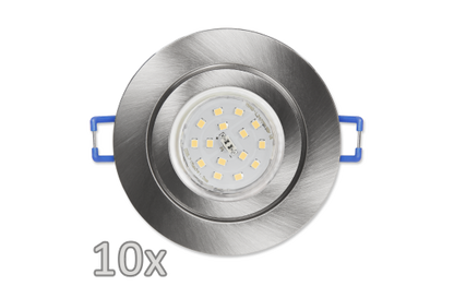 Einbauleuchten-Set McShine, 10xRahmen, 10xLED-Strahler,Edelstahl, 5W,500lm, IP44