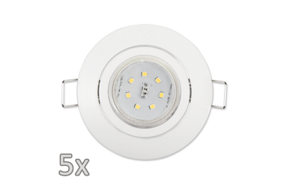 Einbauleuchten-Set McShine, 5xRahmen, 5xLED-Strahler,  GU10, 3W, 300 lm, weiß