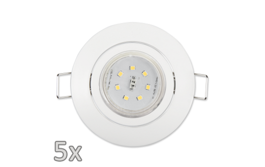 Einbauleuchten-Set McShine, 5xRahmen, 5xLED-Strahler,  GU10, 3W, 300 lm, weiß