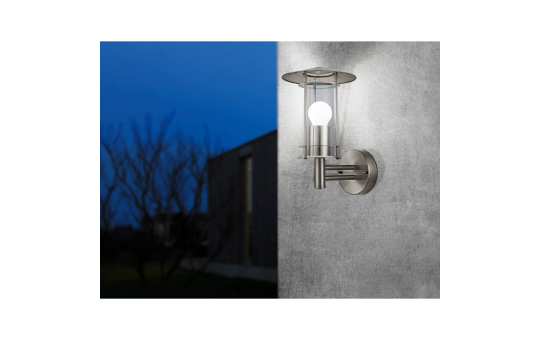 Wandleuchte EGLO ''Lisio'', Edelstahl, E27, klares Glas