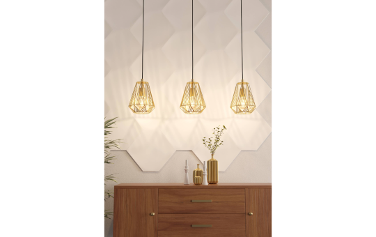 Hängeleuchte EGLO ''Stype'', 3-flammig, E27, Stahl, gold, 96x20x110cm