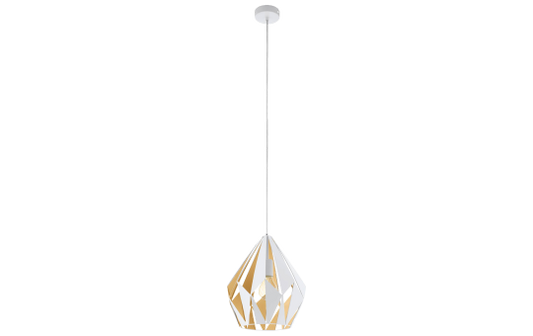 Hängeleuchte EGLO ''Carlton 1'', E27, Stahl, weiß/honiggold, 110x31cm