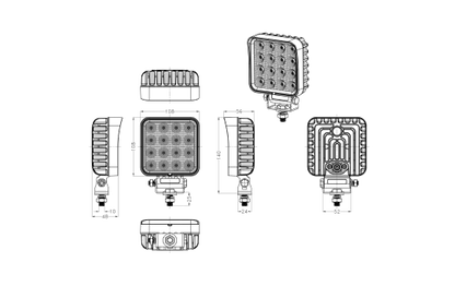 LED-Arbeitsscheinwerfer EINLICHT, 9-32V, 22W, 2800lm, R23 & R10, Flood-Version
