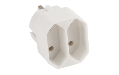 Steckdosenadapter McPower, 2x Euro, weiß