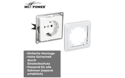 Schutzkontakt-Steckdose McPower ''Cup'' 250V~/16A, UP, Einsteckschutz, weiß
