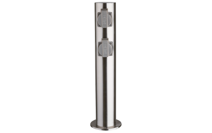 Außensteckdose 4-Fach, IP44, Edelstahl V2A, Ø118x470mm, 3680W/ 16A