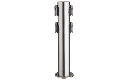 Außensteckdose 4-Fach, IP44, Edelstahl V2A, Ø118x470mm, 3680W/ 16A