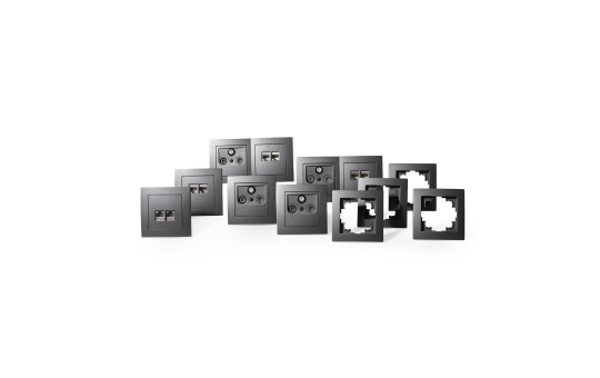Schalter und Steckdosen Set McPower Flair ''Multimedia'' 18-teilig, anthrazit