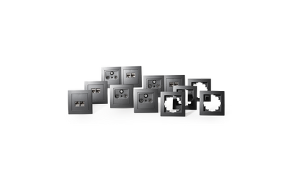 Schalter und Steckdosen Set McPower Flair ''Multimedia'' 18-teilig, anthrazit