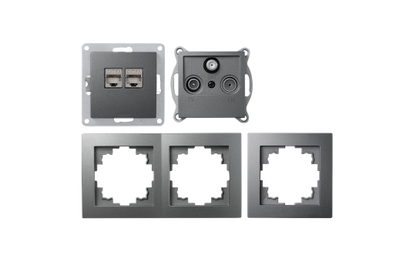 Schalter und Steckdosen Set McPower Flair ''Multimedia'' 18-teilig, anthrazit