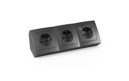 Steckdosenblock McPower ''Flair'' anthrazit, 3-fach Schutzkontakt + USB-C / USB-A