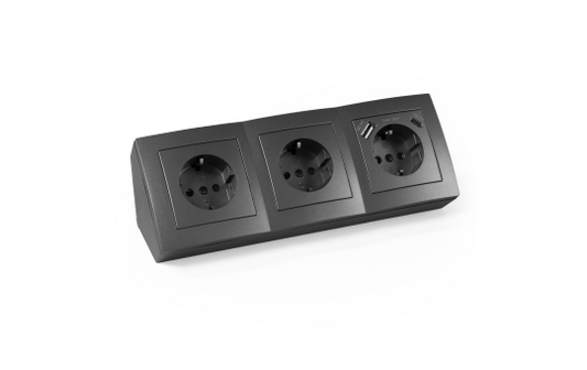 Steckdosenblock McPower ''Flair'' anthrazit, 3-fach Schutzkontakt + USB-C / USB-A