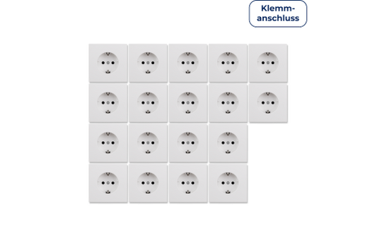 Schutzkontakt-Steckdose McPower ''Shallow'' 250V~/16A, Einsteckschutz, 18er-Pack, Steckanschluss
