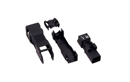 Buchse mit Zugentlastungsgehäuse WAGO, 2-polig, 1,5mm², schwarz