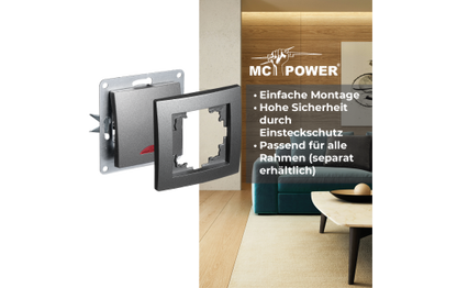 Schalter McPower ''Flair'', 250V~/10A, UP, anthrazit mit Kontroll-Leuchte