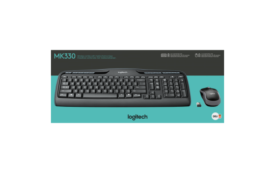Tastatur/Maus-Set Logitech ''MK330'', 1000dpi, schwarz, kabellos