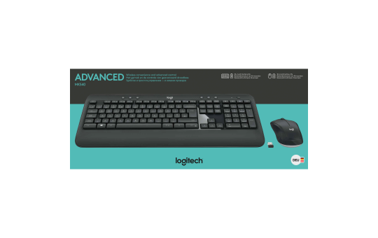 Tastatur/Maus-Set Logitech ''MK540'', 1000dpi, schwarz, kabellos